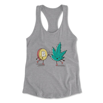 420 Bitcoin Womens Racerback Tank in Heather Grey color